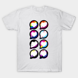 LGBTQ+ Pride Heart Speech Bubbles T-Shirt